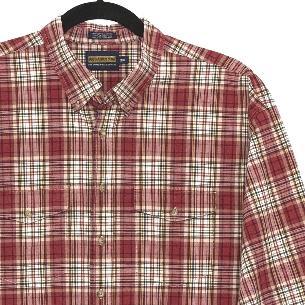 Panhandle Slim Mens Shirt XXL Red Plaid Button Up Casual Western Rodeo Cowboy